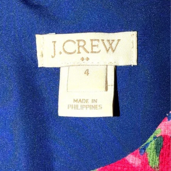 J. Crew Womens Floral Sleeveless Fit & Flare Dress Size 4 Blue Multi-Color - Picture 3 of 6